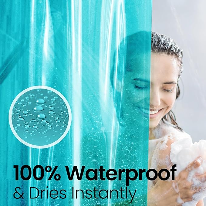 LiBa Bathroom Shower Curtain Premium PEVA Non-Toxic, Green Clear Waterproof Plastic Shower Curtain Liner with Rust Proof Grommets 8G Bathroom Accessories 72x72