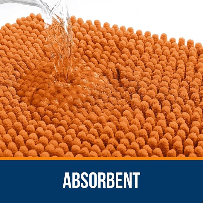 OLANLY Bathroom Rugs 24x16, Extra Soft Absorbent Chenille Bath Rugs, Rubber Backing Quick Dry, Machine Washable Bath Mats for Bathroom Floor, Tub and Shower, Home Decor Accessories, Clay