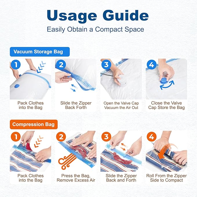 HOUSE DAY 22 Pack Vacuum Seal Bags For Clothing Travel, 80% Space Saving Travel Vacuum Bags with Electric Pump, Vacuum Storage Bags For Clothes, Comforters, Blankets, Moving, Storage & Organization