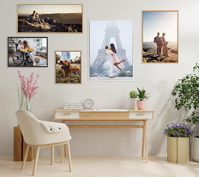 Kate and Laurel Custom Printed Framed Canvas Wall Art, 14x26.5 Gold, Sylvie Personal Canvas Print with Your Photos for Bedroom or Living Room Gallery Wall Decor | Printed and Hand Framed in the USA