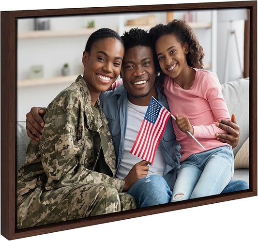 Kate and Laurel Custom Printed Framed Canvas Wall Art; 24x18 Brown; Sylvie Personal Canvas Print with Your Photos for Bedroom or Living Room Gallery Wall Decor | Printed and Hand Framed in the USA