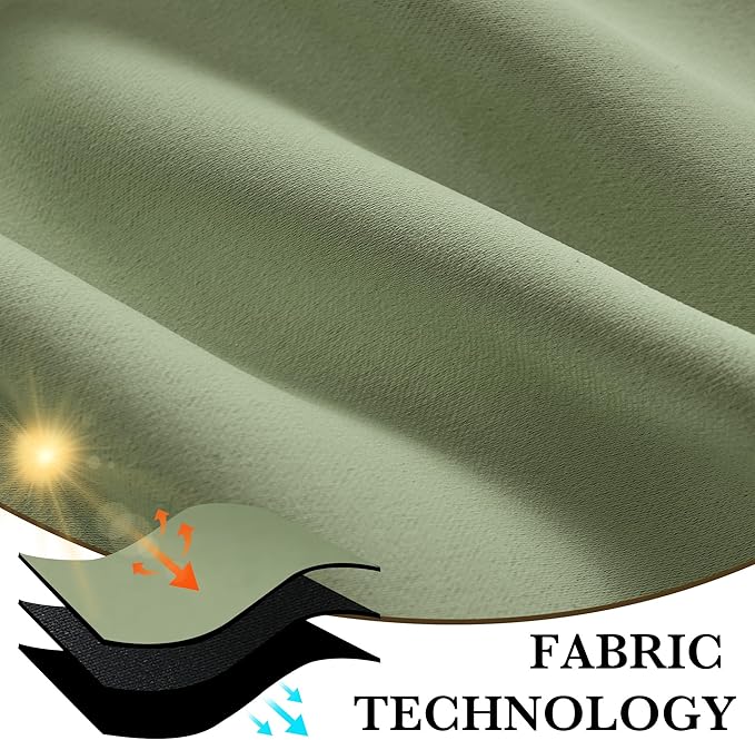 RYB HOME 100% Blackout Short Curtains for Small Window, Thermal Insulated Total Room Darkening Noise Reducing Curtains for Kitchen Bathroom Basement, 42 inches Wide by 48 inches Long, Sage Green