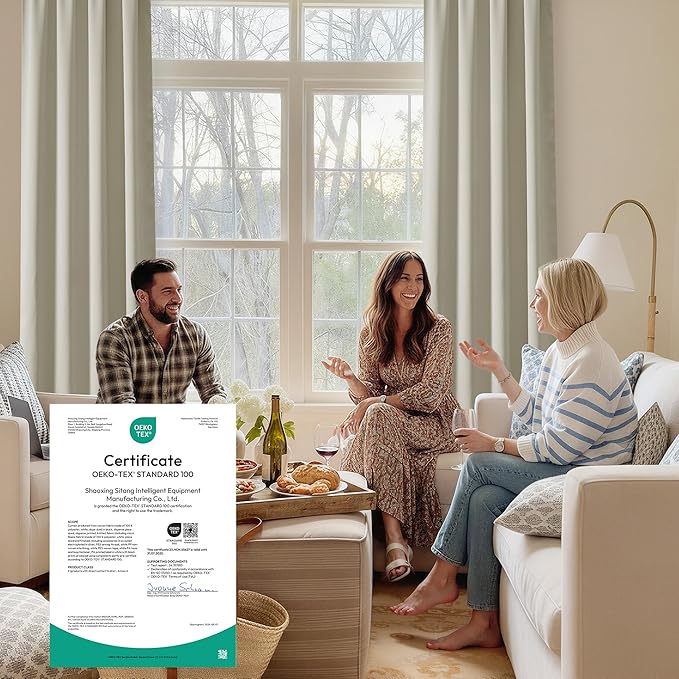 RYB HOME Bedroom Blackout Curtains 80 inches Long, 100% Blackout Thermal Insulated Noise Reducing Curtains for Living Room Nursury, 34 inches Wide by 80 inches Long, Natural