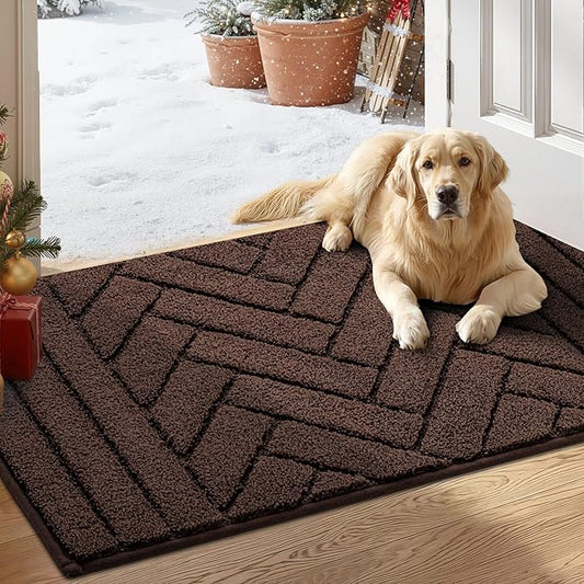 Tindbea Dog Mat for Muddy Paws,Absorbs Moisture Dirt Non-Slip Washable Mud Mat for Dogs,Soft Rubber Backing Front Inside Pet Rug for Entryway, Mud Dog Paws, Patio(20"x31.5",Coffee)
