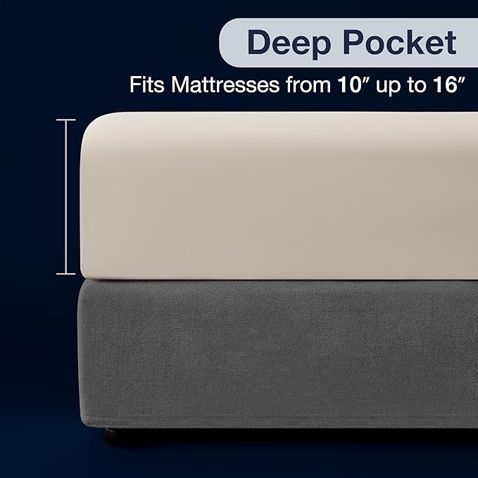 CASUAL LIVING Twin Sheets Set 3 Piece Cooling Sheets with 1 Pillowcase Soft Microfiber Hypoallergenic Washable Bed Set Deep Pocket Lightweight Bedding Elasticized for Dorm or Bunk Bed, Twin, Beige