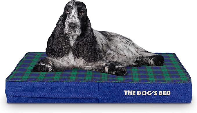 The Dog’s Bed Orthopedic Memory Foam Dog Bed, Medium Black Watch Tartan, Pain Relief Arthritis, Hip & Elbow Dysplasia, Post Surgery, Lameness, Supportive, Calming, Waterproof Washable Cover