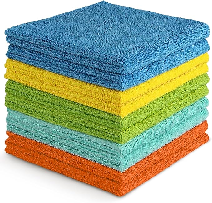 AIDEA Microfiber Cleaning Cloth, 10PK, Soft Absorbent Rags, Microfiber Towels for Cars, Kitchen Towels, Dusting Cloth for Home, Window, Cleaning Supplies, 12"×12"