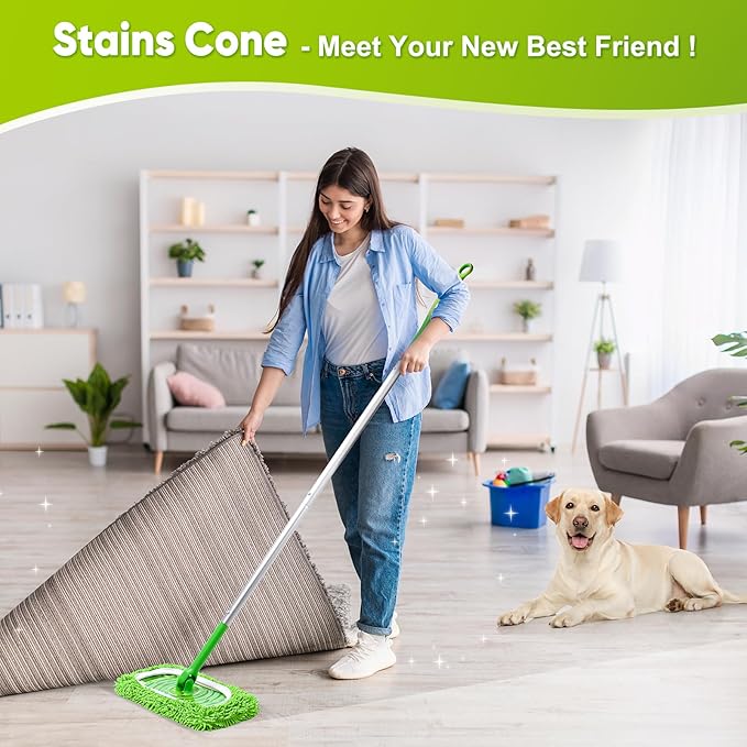 Reusable Mop Pads Fit Swiffer Sweeper, 4-Pack Microfiber Mop Replacement Pads, Washable Wet Mopping Cloths & Dry Sweeping Chenille Pads Refill for Floor Cleaning