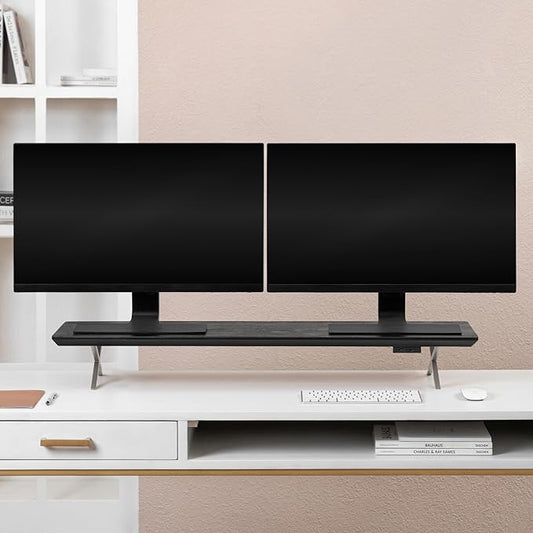 Anji Mountain Monitor Stand - Desktop Organizer & Laptop Riser, Ergonomic Monitor Riser, Space-Saving Monitor Stand for Desk, Durable Construction, Easy Assembly, Ideal for Home & Office,Black