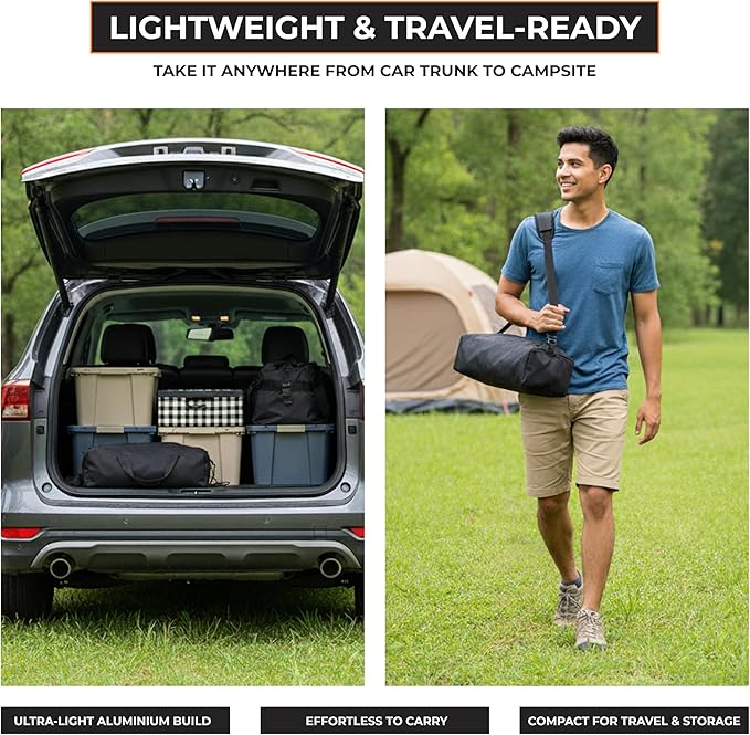 Camping Outdoor Foldable Table W/ Carry Bag - Heavy-duty 3 ft Portable Camping Table for 4-6 People - Aluminum Compact Folding Tables - Black Picnic Table for Backyard BBQ Picnic tables, RV & Beach