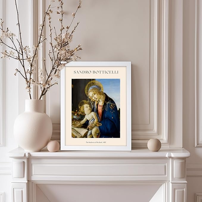 Poster Master Sandro Botticelli Poster - Portrait of A Young Man Print - Italian Art - Renaissance Art - Man in Beretta Hat Art - Portrait Art - Classic Living Room Decor, 11x14 White Framed