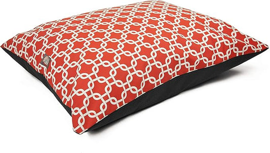 Majestic Pet Medium Dog Bed Washable Non Slip Comfy Rectangle Pet Bed Super Value PillowKennel Dog Bed for Medium Breed Sleeping - Multipurpose 35 x 28 Inch Links Red
