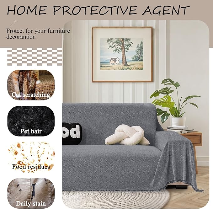 ALIECOM Sectional Couch Covers L Shape Sectional Sofa Cover for Dogs 2 Piece Thick Chenille L Shaped Couch Slipcover Blanket Chaise Pet Furniture Protector Washable (XX-Large, Light Grey)