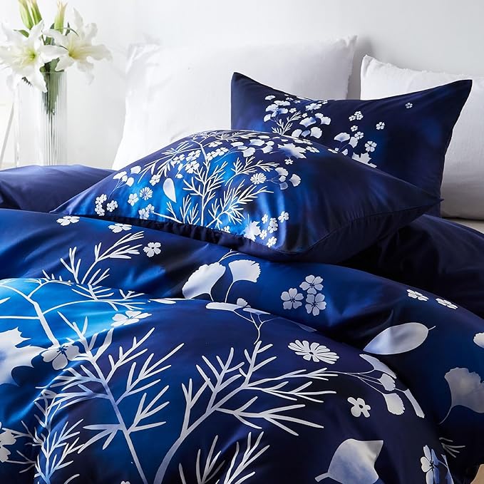 Cupocupa Duvet Cover Twin Size Set Boho Floral Pattern Twin Duvet Cover Set for Twin Size Bed Vintage Soft Bedding Leaf Print Duvet Cover with Pillowcases