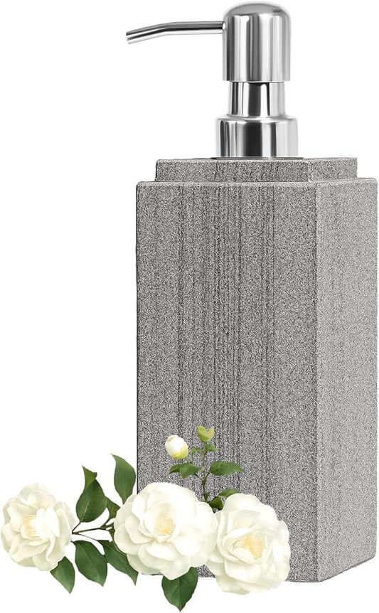 Marble Soap Dispenser for Bathroom, Amaauto Natural Marble Hand Liquid&Lotion Soap Dispenser Pump Bottle for Kitchen Bathroom Countertop Holds Dish Soap Shampoo Laundry Liquid Shower Gel