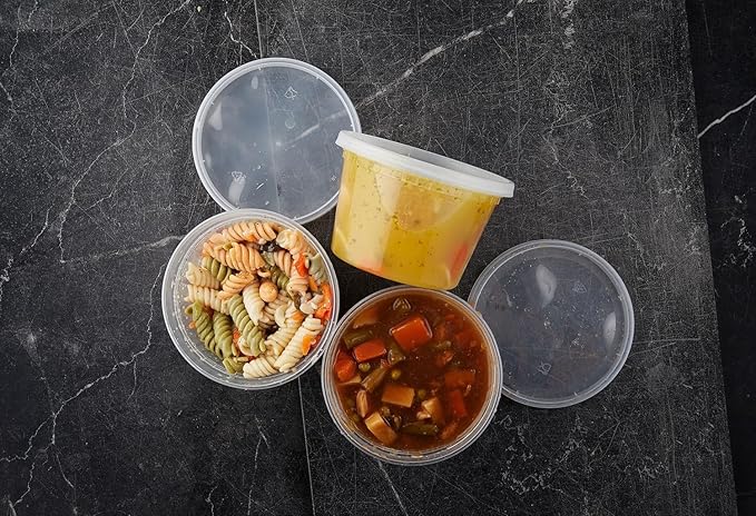 Healthy Packers 50pk 16oz Deli Containers with Lids – BPA-Free Plastic Soup Containers for Food Storage, Meal Prep & Slime – Microwave, Freezer & Dishwasher Safe – Leakproof & Stackable