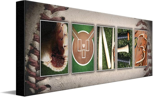 Block Mount - Personalized Baseball Name Art Print for Man cave, Boys Room, or Office!