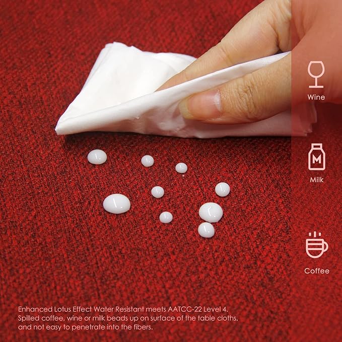 BALCONY & FALCON Small Square Tablecloth Washable Wrinkle Resistant and Water Proof Table Cloth Decorative Linen Tablecloths for Bedside End Table Bedroom Nightstand (Ruby Red, 35x35)