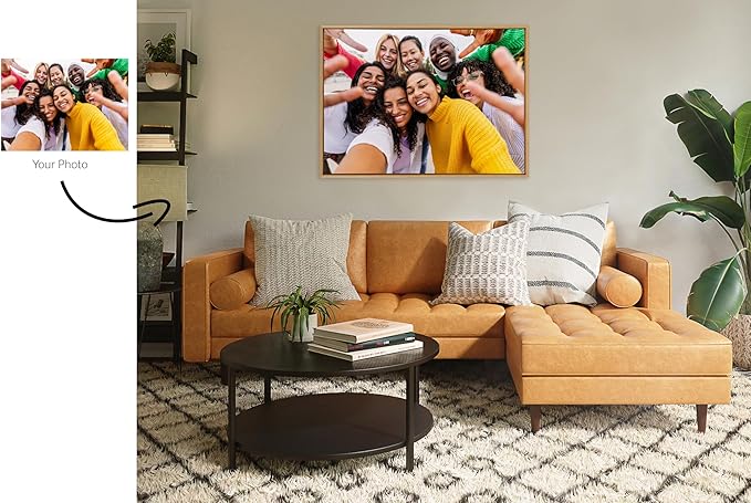 Kate and Laurel Custom Printed Framed Canvas Wall Art, 38x28 Natural, Sylvie Personal Canvas Print with Your Photos for Bedroom or Living Room Gallery Wall Decor | Printed and Hand Framed in the USA