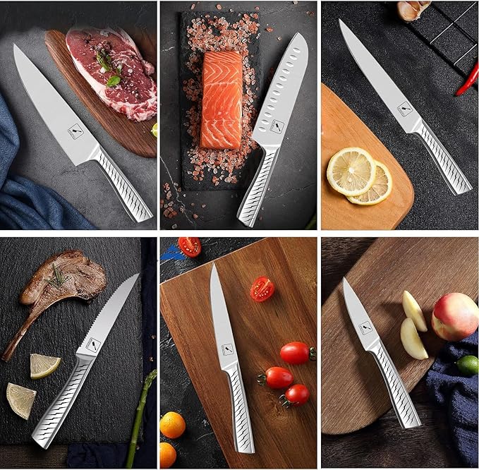 imarku® Knife Set,14-Piece Knife Sets for kitchen with block,Premium One-Piece Kitchen Knife Set with Sharpener,High Carbon Stainless Steel Knives Set for Kitchen,Dishwasher Safe,Black