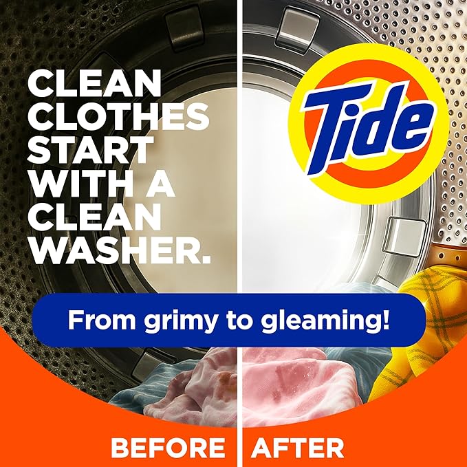 Tide Washing Machine Cleaner, Washer Machine Cleaner with Oxi for Front and Top Loader Washer Machines, Deep Cleaning Residue & Odor Eliminator, 10 Month Supply + Calendar