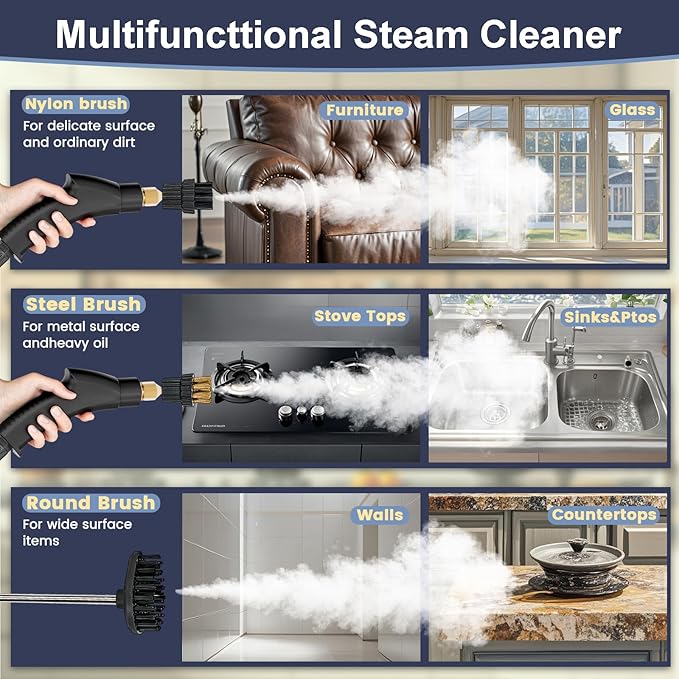 Steam Cleaner,15s Heat-Up,1.4L Tank,Steamer for Cleaning with 10 pcs Accessories,Multi-2500W High Temperature and Pressure handheld steamer,Steam Clea (4-【02】Gary)
