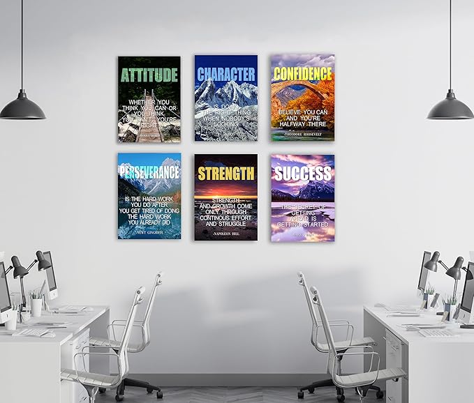 Landscape Canvas Wall Art，Motivational Wall Art Decoration Painting .Suitable forGym, Library, Office, Living Room and Home Deco,Tabletop/Hanging 6-Pack (38x58cm) Framed