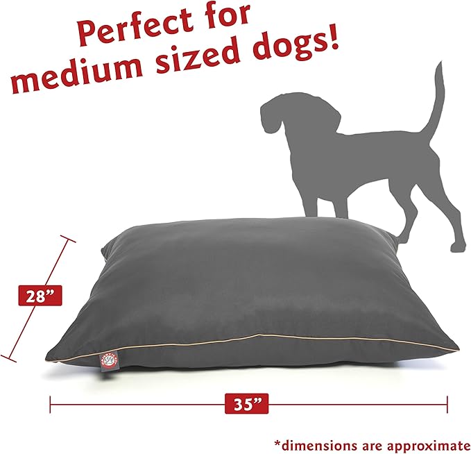 Majestic Pet Rectangle Medium Dog Bed Washable – Non Slip Comfy Pet Bed – Dog Crate Bed Super Value Pillow Dog Bed – Dog Kennel Bed for Sleeping - Dog Bed Medium Breed 35 x 28 Inch – Solid Gray