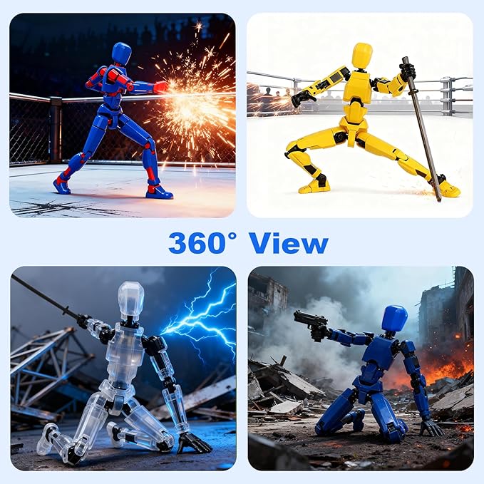 (Assembly Completed) 5 Packs Dummy13 Action Figure Set, 3D Printed ActionFigure Toy Gifts for Kids, Dummy 13,Robot 13 Action Figure Full Body Mechanical Doll Christmas Birthday Gift for Boys Girls