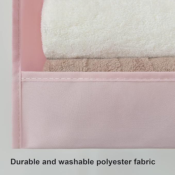 GRANNY SAYS 3 Shelf Hanging Closet Organizers and Storage, Collapsible Closet Storage Organizer with 2 Metal Hooks, Leak-Proof Hanging Shelves for Kids Clothes, Baby Towels, 2 Pack, Pink