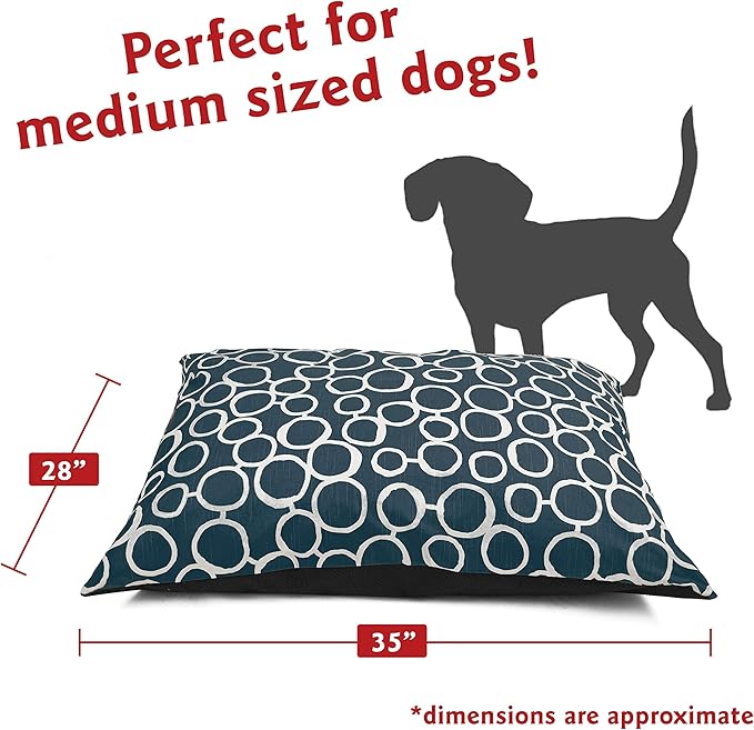 Majestic Pet Rectangle Medium Dog Bed - Washable Non Slip Comfy - Dog Crate Kennel Bed - Medium Breed 35x28 Inch - Fusion Navy