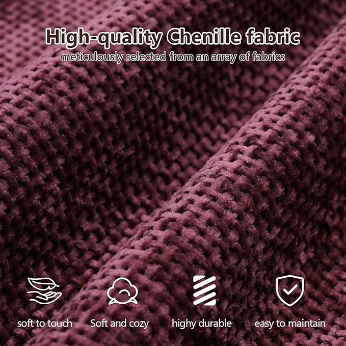 107'' U-Shaped Modern Modular Sectional Cloud Couch Whit Ottoman, 4-Seat Chenille Deep-Seat Sofa with Pillow for Living Room, Bedroom, Apartment, Wine Red