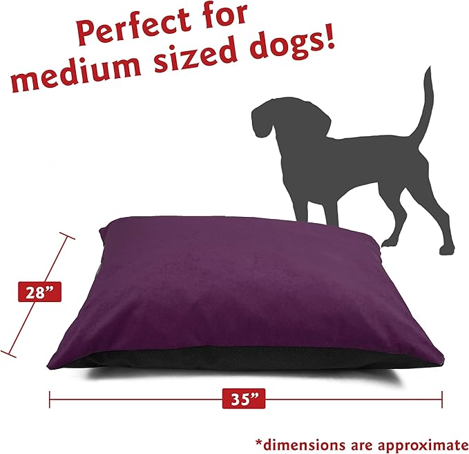 Majestic Pet Rectangle Medium Dog Bed Washable – Non Slip Comfy Pet Bed – Dog Crate Bed Super Value Pillow Dog Bed – Dog Kennel Bed for Sleeping - Dog Bed Medium Breed 35 x 28 Inch – Villa Aubergine