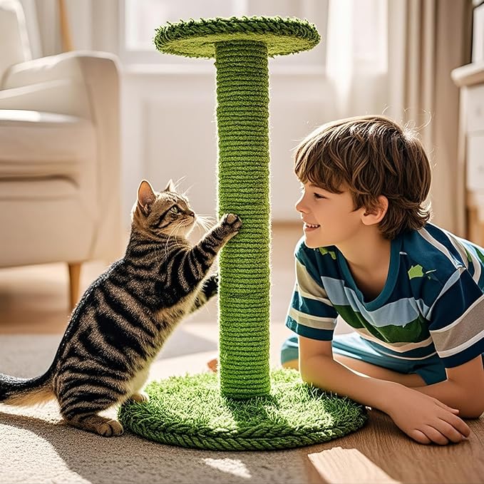 PowerKing Natural Sisal Replacement Scratching Post, 4 Pieces M8 Cat Scratch Post Refill Pole Parts for Refurbishment, White, Include Screws (Green-15.7''+15.7''+7.87''+7.87'')