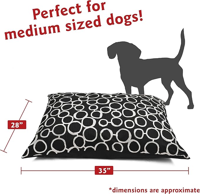Majestic Pet Rectangle Medium Dog Bed Washable – Non Slip Comfy Pet Bed – Dog Crate Bed Super Value Pillow Dog Bed – Dog Kennel Bed for Sleeping - Dog Bed Medium Breed 35 x 28 Inch – Fusion Black