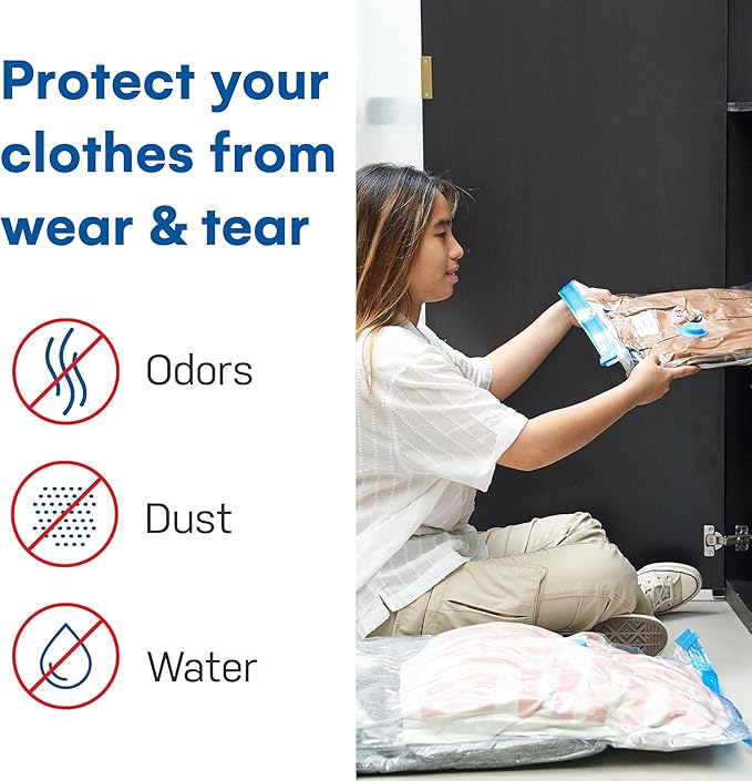 12 Pack Variety Vacuum Storage Bags for Comforters, Blankets & Clothes – Vacuum Sealed Compression Bags with Hand Pump – Space Saver Storage Bags for Bedding, Moving, Travel & Organization (6S & 6L)