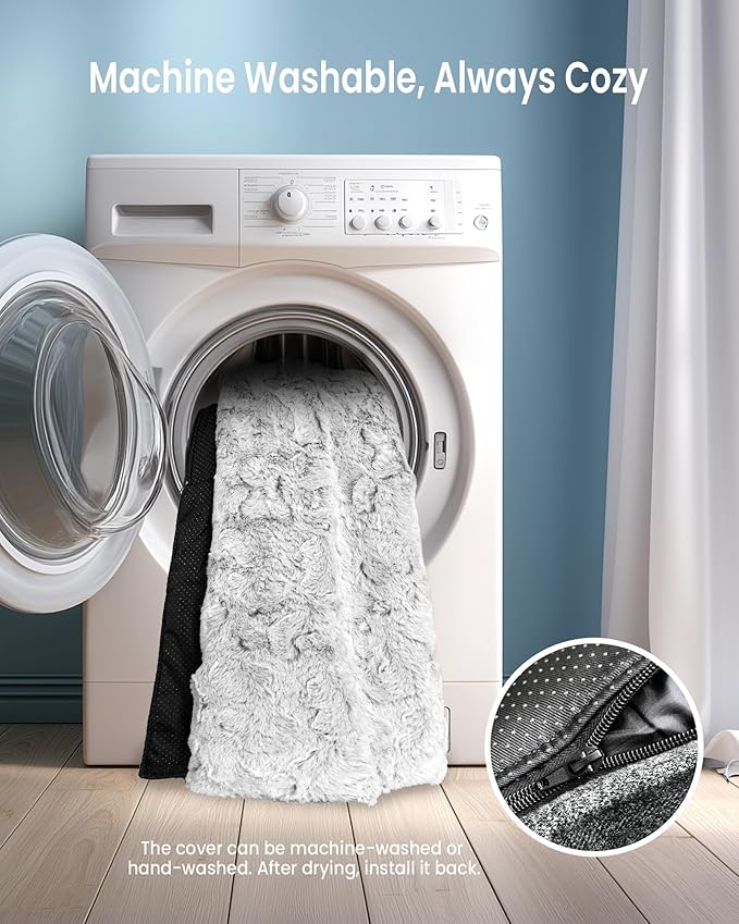 Calming Large Dog Bed for Couch, 41 x 37 inch Removable Couch Cover for Dogs Washable, Non-Slip Fluffy Plush Dog Sofa Mat for Furniture Protector - Grey