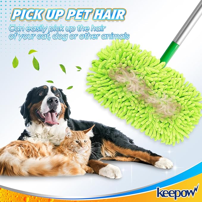 KEEPOW Reusable Microfiber Mop Pads Compatible with Swiffer Sweeper & Mop Deluxe 2-in-1, Wet & Dry Mopping Cloths for All Floors, Compatible with Swiffer Dry Sweeping Cloths for Cleaning (2 Pack)