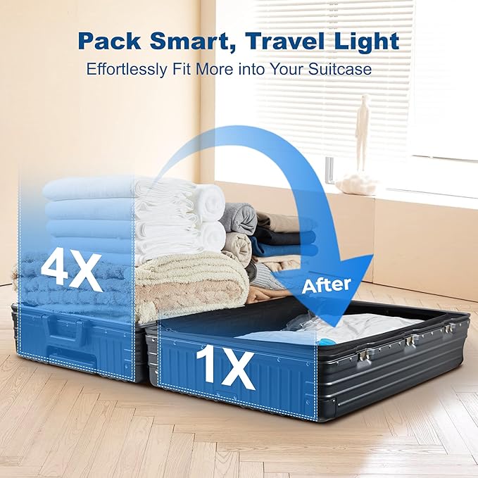 HOUSE DAY 10 Jumbo Vacuum Storage Bags with Pump,Space Saving Vacuum Seal Bags For Clothing Travel, Vacuum Storage Bags For Clothes, Comforters, Blankets, Pillows, Bedding, Moving, Travel, Hand Pump