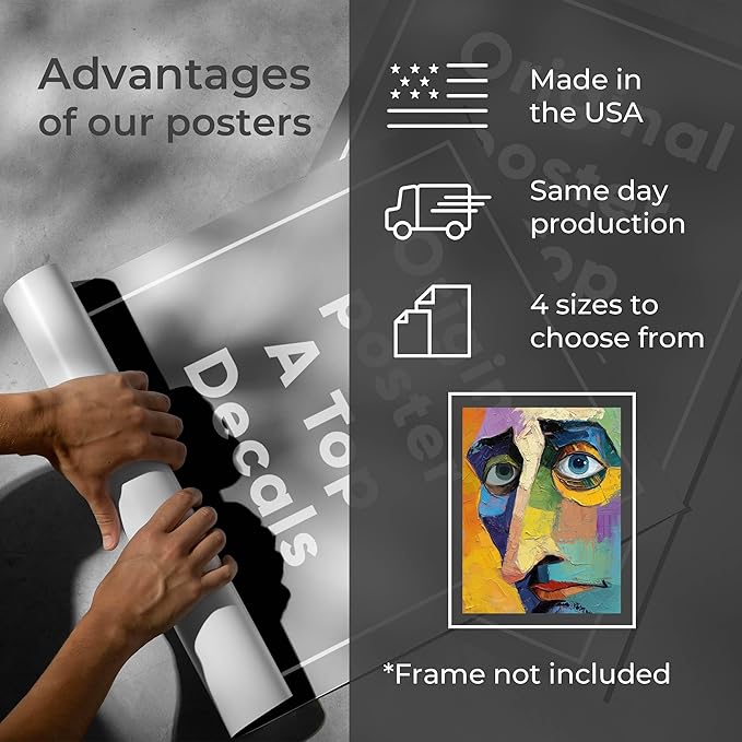 Abstract Face Wall Art - Picasso Style Poster - Paper Poster Art - Art Wall Poster - Picasso Style Art Print - Painting Poster