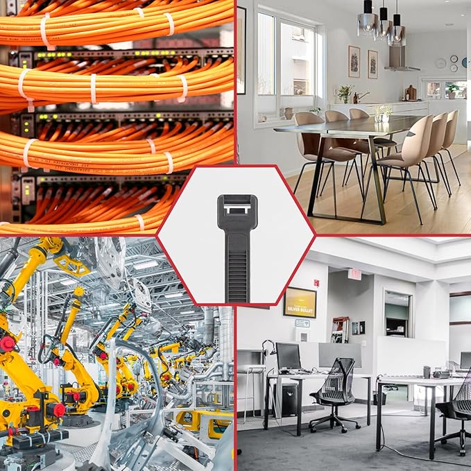 Zip Ties Heavy Duty, BethTie 500 Pack (12Inch) Black Cable Ties, Self-Locking Plastic Wire Ties with 220lb Tensile Strength, Black Nylon Zip Ties for Indoor