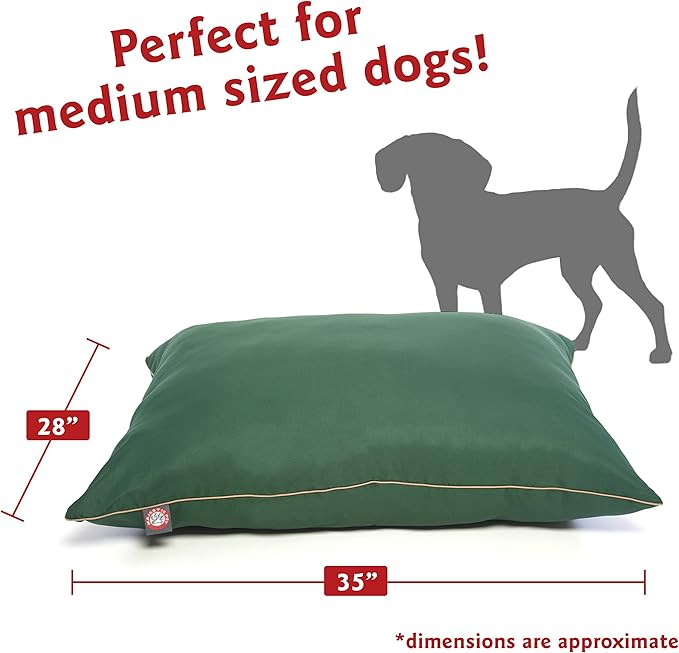 Majestic Pet Rectangle Medium Dog Bed Washable – Non Slip Comfy Pet Bed – Super Value Crate Pet Pillow – Puppy Kennel for Sleeping - Medium Breed 35 x 28 Inch – Solid Green
