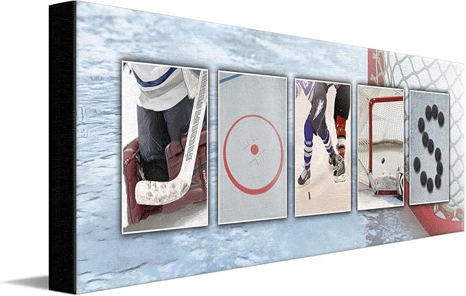 Personal-Prints HOCKEY Personalized Décor or Gift for the Hockey Player, Coach, Team, or Fan | Customized Hockey Name Wall Art Gift (10"x30" Stretched Canvas)