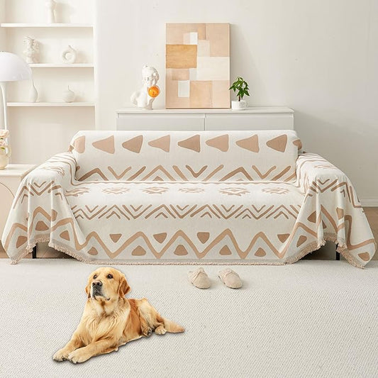 HAOMAIJIA Non Slip Couch Cover Sofa Covers for 3 Cushion Couch Washable sectional Couch Covers for Dogs pet Furniture Protector Couch Cover Blanket for Living Room (My-Khaki, 71"x118")