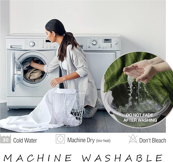 ALIECOM Boho Couch Covers for Sectional Sofa 2 Piece Thick Chenille L Shape Sectional Sofa Cover for Dogs Couch Cover Blanket Sofa Slipcovers Pet Furniture Protector Washable (X-Large, Lines Green)