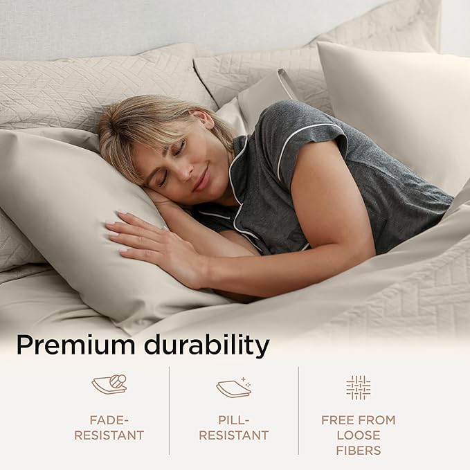 Threadmill King Size Sheets | 800 Thread Count King Bed Sheets Set for King Mattress 16” Deep Pocket | Sateen Weave, Better Than Egyptian Cotton, 4-Piece Bedding Set with Cooling Effect | Taupe