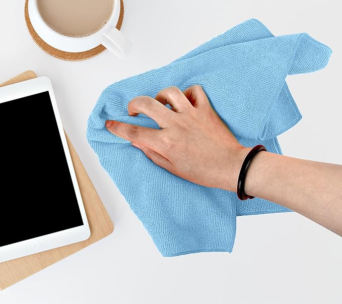 Avalon Towels Microfiber Cleaning Cloths (Value Pack of 48) Size 16" x 16", Highly Absorbent Cleaning Rags, Lint Free Cleaning Towels, Reusable and Washable, Microfiber Towels for Cars (Blue)