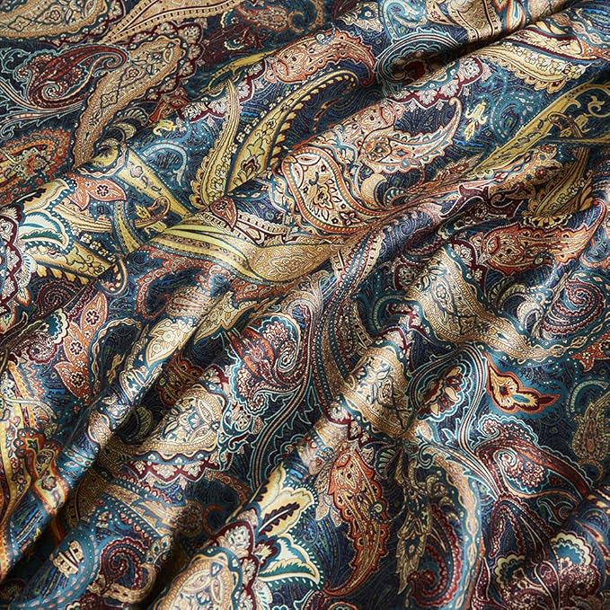 Cupocupa Duvet Cover Queen Size Set Boho Floral Pattern Duvet Cover Queen for Queen Size Bed Vintage Soft Bedding Leaf Print Paisley Duvet with Pillowcases