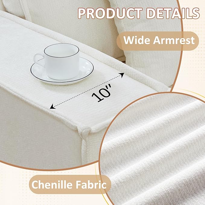 108'' Boneless Chenille U Shaped Couch, Oversized Modular Sectional 5 Seater Sofa, Modern Deep Seat Corner Cloud Compressed Couch, No Assembly Sleeper Sofa with Chaise for Living Room, Beige