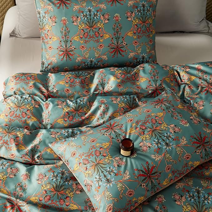 Cupocupa Duvet Cover King Size Set Boho Floral Pattern King Duvet Cover Set for King Size Bed Vintage Soft Bedding Leaf Print Paisley Duvet Cover with Pillowcases